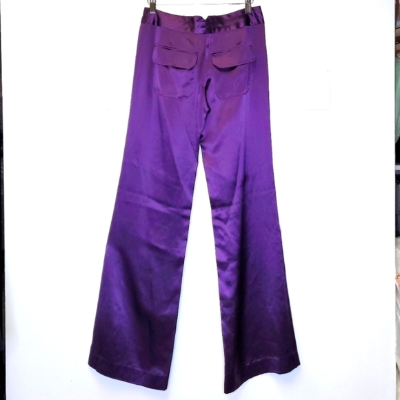 Michelle Farmer Silk Charmeuse Pants In Plum Size X-Small - Picture 5 of 16